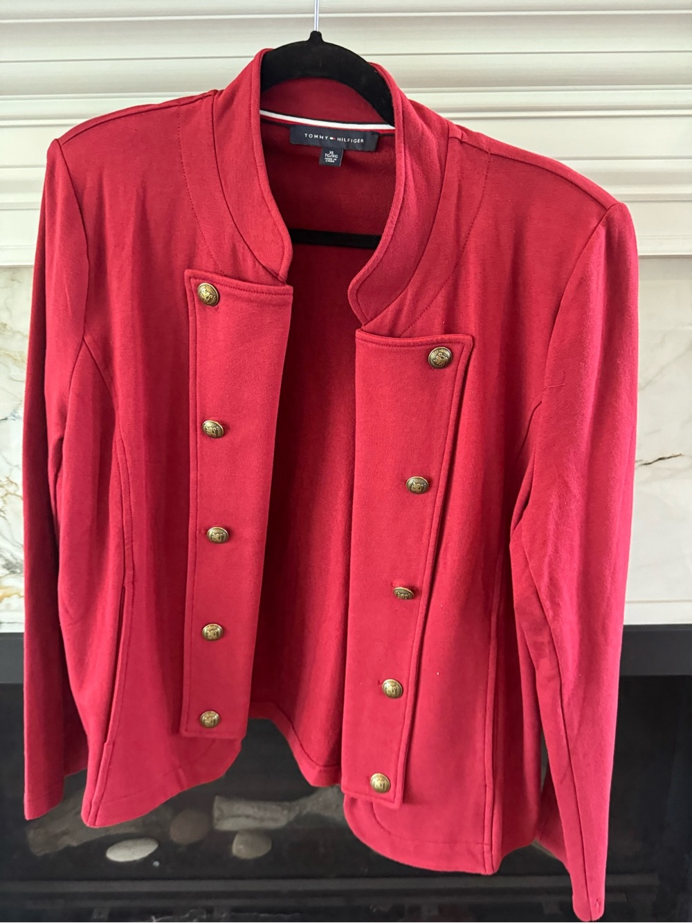 Tommy Hilfiger Red Double-Breasted Military Blazer